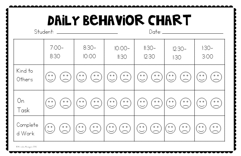 Daily Behavior Chart - Educational Resources